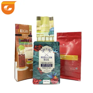 Laminado múltiple Impresión personalizada 250g 500g café al por mayor Bolsas de café mate de alta calidad