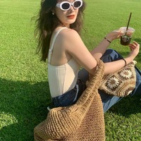 Sac fourre-tout tendance en paille tressée fait main Mifaktory, grande capacité, idéal pour l'été, les vacances, la plage et les voyages – Meilleures ventes