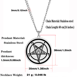 Collier en acier inoxydable avec sigile de Baphomet, chèvre Samaël, Lilith, pentacle inversé, pentagramme et sigile de Lucifer, <span class=keywords><strong>symbole</strong></span> satanique - Product Image 4