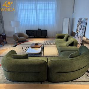 أريكة على شكل حرف U عصرية وأنيقة، أثاث لغرفة المعيشة، أريكة قطاعية فاخرة للفيلات، أريكة دائرية قابلة للتعديل من القماش - Product Image 6