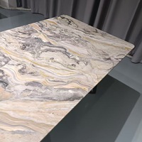 Table et chaises de salle à manger modernes en pierre de luxe pour la maison Pieds de table modernes minimalistes en acier inoxydable et marbre haut de gamme Table à manger