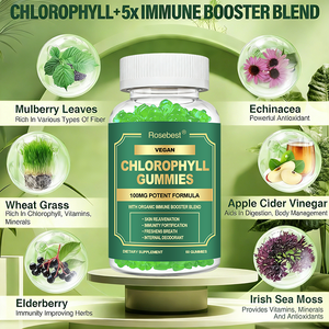 Compléments alimentaires en gommes de chlorophylle bio, véganes, sans sucre, saveur naturelle, 100 mg, pour la détoxification corporelle et les antioxydants, vente en gros sur mesure - Product Image 3