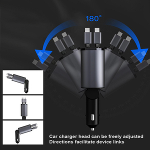 <span class=keywords><strong>Chargeur</strong></span> de voiture rétractable 4-en-1 100W Chargement rapide pour <span class=keywords><strong>iPhone</strong></span> 16/15 Galaxy Pixel avec deux câbles et adaptateur USB Design compact - Product Image 3