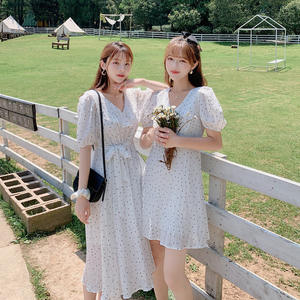 Le donne all'ingrosso vestono un comodo abito Casual scollo a v con scollo a v a vita sottile a vita sottile - Product Image 4