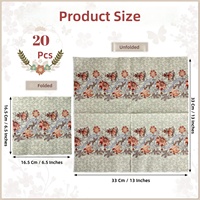 Serviettes carrées jetables, serviettes de fête, imprimés floraux sur le thème de l'été, décoratives, en bois, sans parfum, pour la restauration transfrontalière