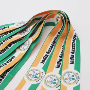Custom Logo Association Polyester Lanyards Neck Strap National Flag Stripe Event Staff ID Card Holder Lanyard - Product Image 3