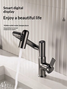Robinet intelligent moderne à poignée unique avec affichage numérique, pour usage domestique, options eau chaude et froide, bras pivotant multifonctionnel entièrement articulé - Product Image 5