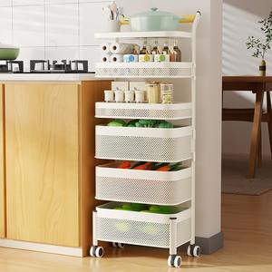 Chariot de rangement XZL à 4 niveaux en maille avec roulettes pour le rangement des légumes et des collations - Product Image 5