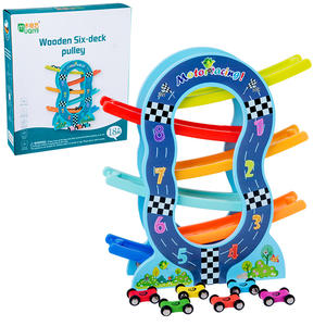 Pista de carreras de rampa de coche deslizante de madera de color en forma de U juguete para niños juguetes educativos de aprendizaje - Product Image 3