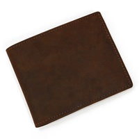 Ritsleting Ramping Dompet Koin Mewah Vintage Crazy Horse Trifold Dompet Kulit Pria dengan Jendela Kartu ID