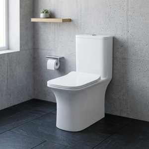 Chine articles sanitaires monobloc moderne en céramique montée au sol toilette à bouton-poussoir pour salle de bain - Product Image 3