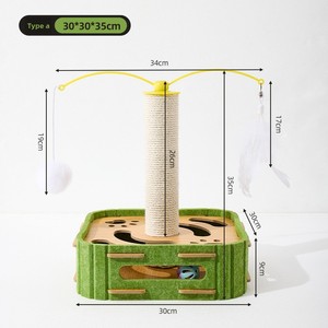 3 in 1 Interactive <strong>Cat</strong> Toy Wooden Puzzle Box with Sisal Scratching Post Feather Teaser Wand for Indoor <strong>Cats</strong> - Product Image 6