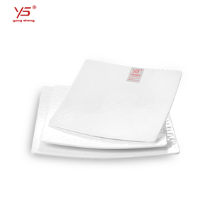 Vaisselle écologique Yongsheng, <span class=keywords><strong>assiette</strong></span> carrée en relief, impression personnalisée, assiettes à dîner en mélamine blanches - Product Image 1
