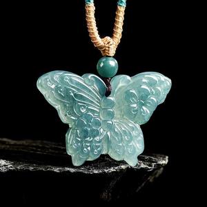 Pendentif en jade bleu naturel, forme de papillon, bijoux pour femmes, style chinois, cadeau avec certificat d'évaluation DW109 - Product Image 3
