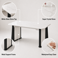 Ensemble de table à manger en marbre de luxe, cadre en métal rectangulaire blanc, mobilier d'hôtel moderne, fournisseur chinois