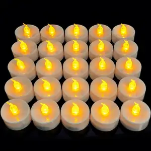 Набор из 24 миниатюрных светодиодных свечей с эффектом пламени, праздничное украшение для дома, чайный светильник на батарейках