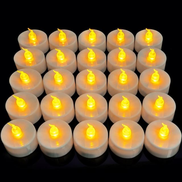 Battery Operated Set of 24 Flame Effect Mini Led Candle Night Party Home Decoration Led Tea Light