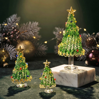 Modernes Mini-Murano-Glas Weihnachtsbaum-Set Handgefertigte Kristall-Weihnachtsbaum-Figuren für Büro-Schreibtisch Tischdekoration Feiertagsgeschenke