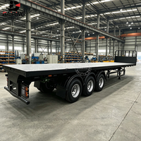 Semi-remorque plateau porte-conteneurs en acier à 3 essieux, remorque de transport de marchandises robuste avec train de roulement, capacité de charge maximale 50 T, qualité supérieure