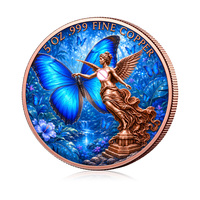 Pièce de monnaie en métal personnalisée, haute relief, 5 oz, en cuivre fin 999, colorée, Mexique, Liberté, Ange, Cygne, pièce ronde de 5 oz avec capsule