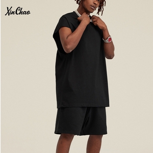 Débardeur sans manches en coton lourd tricoté 305G, coupe ample, col rond, tons terreux, style streetwear estival pour homme <span class=keywords><strong>XINCHAO</strong></span> - Product Image 1