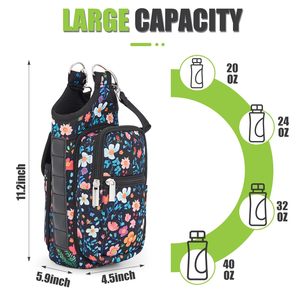 Magnetic <b>Water</b> <b>Bottle</b> Holder Gym <b>Water</b> <b>Bottle</b> Carrier Bag with Phone Pocket Handle Shoulder <b>Strap</b> 6 Built-in Magnet Pouch Sleeve - Product Image 2