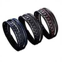 Bracelet en cuir tressé multicouche unisexe transfrontalier avec fermoir magnétique en alliage