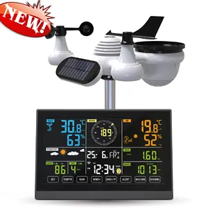 2024 Wifi Tuya Professional Weather Station 7 in1、UVI光強度ソーラーパネル天気予報ステーション付き