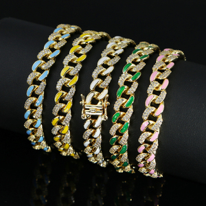 Promotion Bijoux pour femmes plaqués or, chaîne cubaine <span class=keywords><strong>Miani</strong></span> de 8 mm, bracelet cubain en émail coloré néon - Product Image 2