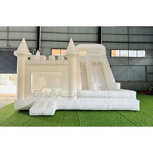 Combo gonfiabile commerciale all'aperto della casa di rimbalzo bianca con il pozzo della palla e lo scivolo gonfiabile dello scivolo d'acqua del castello - Product Image 1