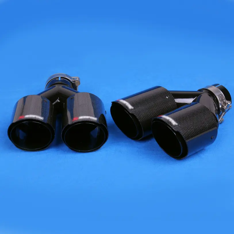 Black Akrapovic style automobile Modification Y double out Carbon Fiber Muffler Tips Car Exhaust Pipe Muffler Exhaust