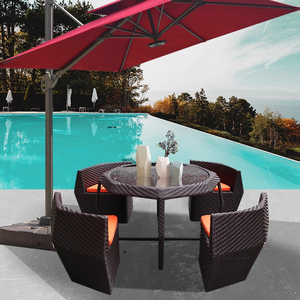 Tables et chaises <span class=keywords><strong>de</strong></span> salle <span class=keywords><strong>à</strong></span> <span class=keywords><strong>manger</strong></span> d'extérieur au design moderne et durable, en rotin tressé créatif pour villas, jardins, hôtels, salons, maisons d'hôtes - Product Image 2