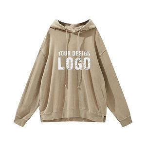 Sweat-shirts pour hommes à épaules tombantes, lavés à l'eau forte, avec logo personnalisé, mode décontractée, couleur unie, pull à capuche, grande taille - Product Image 3