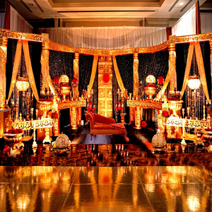 Decoración de escena de boda de oro brillante Walima etapa decoración Srilankan maletero Pilar etapas conjuntos - Product Image 1