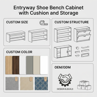 Banc à chaussures moderne et durable en bois pour entrée, avec coussin et rangement, idéal pour appartement