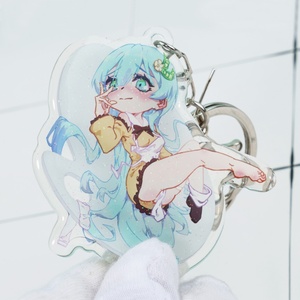 Claro encanto brillo epoxi acrílico llavero personalizado acrílico encanto llavero acrílico transparente llavero con brillo epoxi holograma - Product Image 2