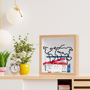 Caja de Ahorros de Madera Moderna Premium con Diseño de Mapa del Mundo y Flores - Estuche de Exhibición para Fondos de Aventura - Tarro de Ahorro de Gran Capacidad - Product Image 5