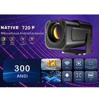 Projecteur portable DLP LCD HY320 Pro 720P Android 12, 300 ANSI, WiFi6, BT5.0, 1280x720, LED, utilisation en extérieur, contraste 1000:1