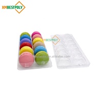 Barquette en plastique transparente pour macarons, 12 compartiments, emballage en blister, boîte de présentation en PET transparent pour desserts et biscuits