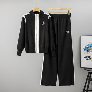 Set da Donna Y2K Moda Primavera Autunno, Produzione Professionale Diretta, Top Lavorato a Maglia con Cerniera <span class=keywords><strong>e</strong></span> Ricami, Stile Casual Sportivo - Product Image 4