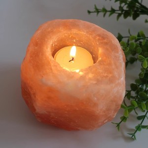 Porte-bougie en sel de l'Himalaya écologique, sculpté en forme de cœur rustique, poli, en pierre naturelle, décoration d'intérieur, cadeau d'affaires - Product Image 6