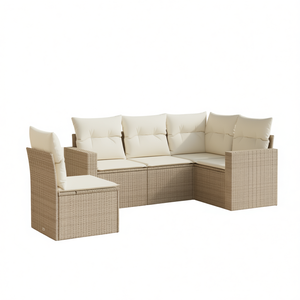 Ensemble de canapés de jardin modulaires compacts en rotin PE beige, solution de sièges d'extérieur - Product Image 1