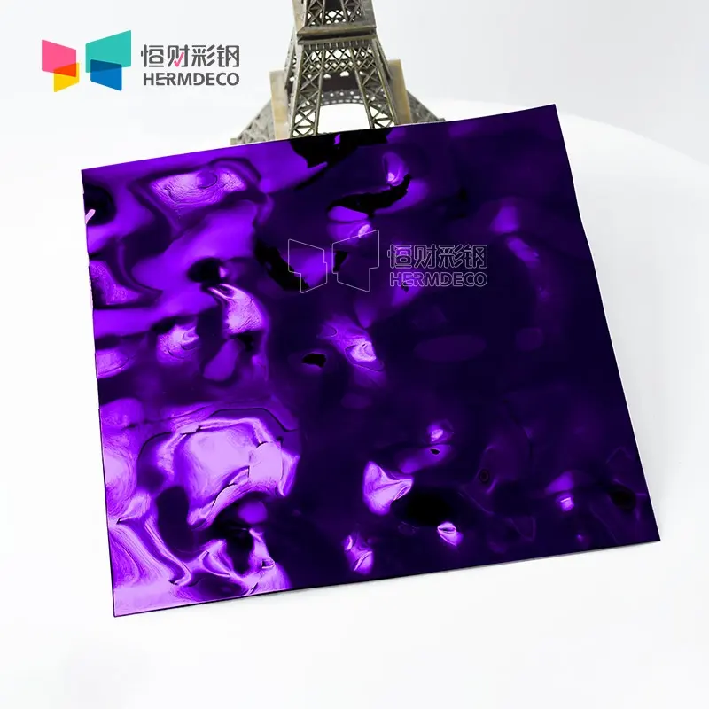 Cold colled purple color 3D hammered stainless steel plate sheet for decoration