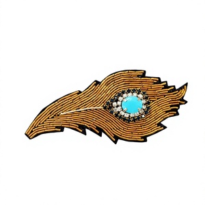 SILK EMBROIDERED BADGE PEACUK <b>PIN</b> DESIGN - Product Image 1