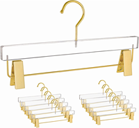 Cintres ajustables en acrylique transparent Hocclips avec crochets dorés pour vêtements et rangement de placard