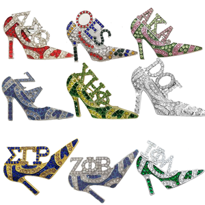 Broche de Solapa con Pedrería Brillante para Zapatos de Tacón Alto, para Mujer, de las Hermandades Griegas Zeta Phi Beta, ZA, SGRho, Gamma Delta, OES, Iota - Product Image 1