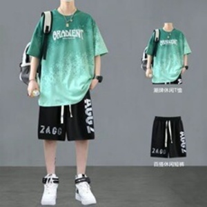 Men's Plus Size Casual Summer Sports Suit Breathable Printed Short Sleeve T-shirt and Shorts 2-Piece Running Tracksuits <b>Set</b> - Product Image 4