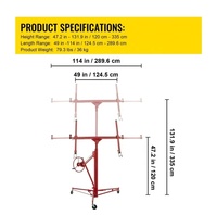 Panneau de levage de cloison sèche réglable de 150LBS, ascenseur de cloison sèche de 11ft, outil de cric de levage de panneau, palan de levage de cloison sèche de plâtre