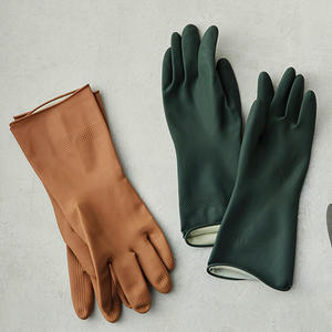 ถุงมือยางในครัวเรือนแบบหนา กันน้ำ สีพื้น ความยาว 32 ซม. สำหรับทำความสะอาดห้องครัว ซักผ้า ล้างจาน - Product Image 1