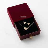 Boîte cadeau tiroir en carton pour bijoux, en velours, pour la Saint-Valentin, avec insert, logo personnalisé, écologique